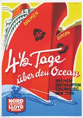 Arnold, Norddeutscher Lloyd Bremen 4_ Tage über den Ocean, poster