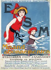 Arnold van Roessel, Electrische Spoorweg Maatschappij Maand-abonnementen Amsterdam Haarlem Zandvoort, poster