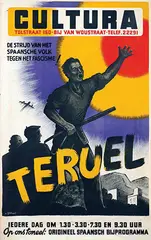 Cultura Teruel De strijd van het Spaansche volk tegen fascisme (The Spanish people's struggle against fascism) by Piet Gertenaar, poster, sold Jul 2020