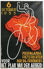 P. Damen, Propaganda-Fietstochten voor Het Plan van den Arbeid, 1935, poster