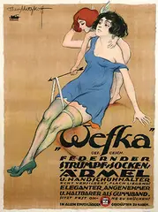 Theo Matejko, Wefka Federnder Strumpf-Socken (promoting garters), 1919, poster