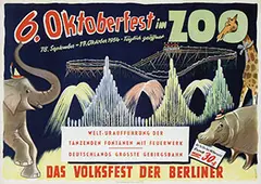 Rudat, Oktoberfest im ZOO Berlin (elephant & hippo), 1954, poster
