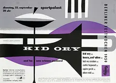 Harald A. Müller, Kid Ory and his new orleans jazzband, 1959, poster