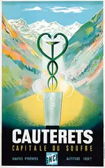 Monogram Ebe, Cauterets Capitale du Soufre Hautes Pyrénées, 1951, poster