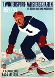 1. Wintersport-Meisterschaffen 1952/53 Hasselfelde (German Democratic Republic) by Advertising Agency Dewag-Werbung, 1952, poster, sold Feb 2020