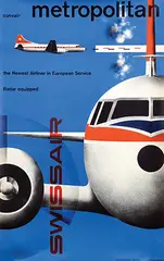 Kurt Wirth, Swissair convair metropolitan, 1956, poster