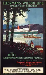 Kenneth Denton Shoesmith, Ellerman's Wilson Line from Hull to Norway, Sweden, Denmark, Poland etc., poster