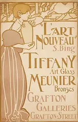 L'art Nouveau S. Bing Tiffany Art Glass Meunier Bronzes by Frank Brangwyn, 1899, poster, sold Feb 2020