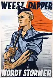Cornelis Koekkoek, Weest Dapper Wordt Stormer, 1943, poster