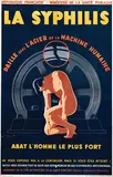 André Wilquin, La Syphilis abat l'homme le plus fort (syphilis kills the strongest man), 1945, poster