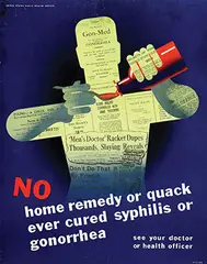 Leonard Karsakov, no home remedy or quack ever cured syphilis of gonorrhea, 1941, poster