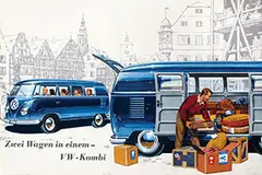 Preis, Zwei Wagen in einem VW-Kombi, poster