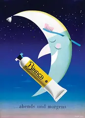 Binaca (toothpaste) by Herbert Leupin, 1946, poster, sold Feb 2020