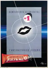 Severo Pozzati, Dentifricio al Tricetol, 1950, poster