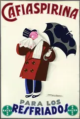 Achille Mauzan, Cafiaspirina para los Resfriados Bayer, 1930, poster