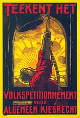 Albert Hahn, Teekent het Volkspetitionement voor Alg. Kiesrecht, 1915, poster