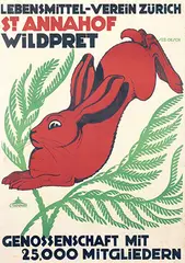 Sebastian Oesch, Lebensmittel-Verein Zürich St. Annahof Wildpret, 1914, poster