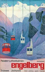 Willi Sutter, Engelberg Parallel-Luftseilbahnen Trübsee-Jochpass, 1959, poster