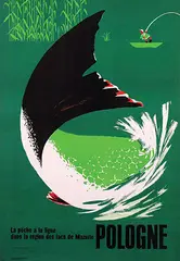 Stomczynski, La pêche à la ligne Pologne des lacs de Mazurie, 1962, poster