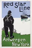 Henri Cassiers, Red Star Line Antwerpen. New York, 1898, poster
