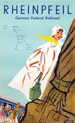 Gerd Grimm, Rheinpfeil German Federal Railroad Basel-Rotterdam-Hoek van Holland-Harwich-London, 1960, poster