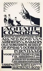 Albert P. Hahn jr., Agitatie Congres Alg. Ned. Bond van Arbeiders i/h Bakkersch. en Suikerbew. Bedrijf in Den Haag, 1924, poster