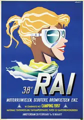 J. Kuppens, 38e RAI Motorrijwielen, Scooters, Bromfietsen enz., 1957, poster
