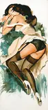 Pierre-Laurent Brenot, without text (pin-up lady in the grass), poster