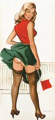 Pierre-Laurent Brenot, without text (pin-up lady with red flag), 1951, poster