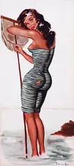 Pierre-Laurent Brenot, without text (pin-up gone fishing), 1951, poster