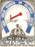 Voor veilig verkeer en gelukkig gezin: Weg met den alcohol! Spoorwegen onthoudersvereeniging by Nicolaas van Zalingen, poster, sold Jan 2019