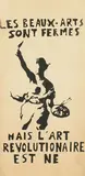 Les Beaux-Arts Sont Fermes Mais L'Art Revolutionaire Est Ne (Marianne, the allegorical figure for France, wielding a palette knife and carrying an artist's palette and brushes) by l'Atelier populaire de l'Ex-Ecole des Beaux-Arts, 1968, poster, sold Jan 2019