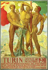 Adolfo de Carolis, Turin Exposition Internationale des Industries de la Proclamation du Royaume d'Italie, 1911, poster