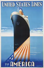 E. Borlos, United States Lines to America, 1947, poster