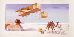 Marguerite Gamy, Meeting d'Heliopolis Rougier le gagnant sur biplan Voisin moteur E.N.V., 1910, poster