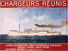 Abel Brun, Chargeurs Réunis "Europe" Lignes desservies: Côte Occidentale d'Afrique, Brésil, Plata, Indo-Chine, poster