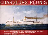 Abel Brun, Chargeurs Réunis "Europe" Lignes desservies: Côte Occidentale d'Afrique, Brésil, Plata, Indo-Chine, poster