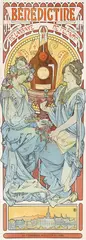 Alphonse Mucha, Bénédictine Véritable Liqueur (Fecamp Abbey), 1898, poster