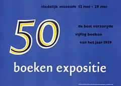 Jeannette Kossmann, stedelijk museum 50 boeken expositie, 1960, poster