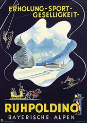 H. Schacht, Erholung-Sport-Geselligkeit Ruhpolding, 1950, poster