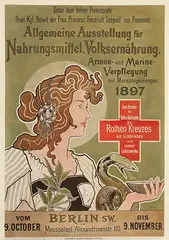 Alfred Liebing, Algemeine Ausstellung für Nahrungsmittel Rothen Kreuzes Berlin, 1897, poster