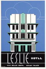 W. Vondracek, Leslie Hotel Ocean Drive Miami Beach, 1981, poster