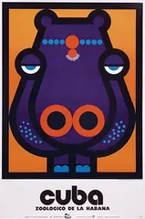 Jorge Hernandez, Cuba Zoologico de la Habana (hippo), 1974, poster