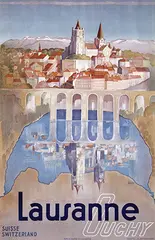 Marguerite Steinlen, Lausanne Ouchy, 1938, poster