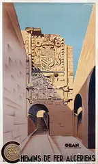 L. Koenig, Chemin de Fer Algériens Oran la porte d'Espagne, 1948, poster