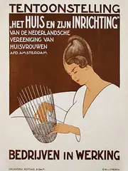 Tentoonstelling Het Huis en zijn Inrichting van de Nederlandsche vereeniging van huisvrouwen Amsterdam by Gerrit W. van Yperen, poster, sold Jun 2018