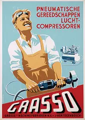 Jan Sonneborn, Grasso Pneumatische Gereedschappen Luchtcompressoren 's Hertogenbosch, poster, silkscreen