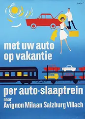 Jan Rodrigo, met uw auto op vakantie per auto-slaaptrein, poster