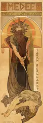 Alphonse Mucha, Theatre de la Renaissance Medee, 1898, poster