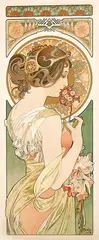 Alphonse Mucha, Plume et Primevère (Quill en Primrose), 1899, poster
